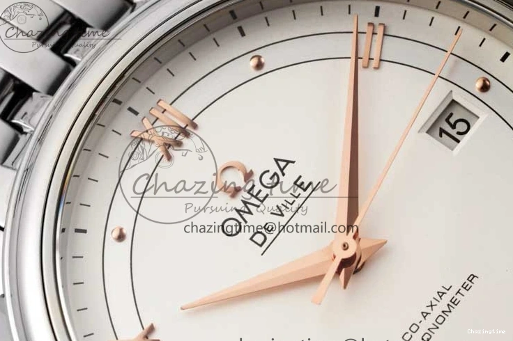 0107 Casual De Ville SS DIWF 1:1 Best Edition White Dial RG Markers on SS Bracelet MIYOTA 7847